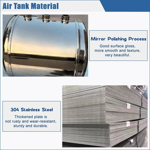 Beefy 10 Liter Stainless Steel Air Receiver Tank Kit With Half Inch Inlet Fitting polished 304 stainless