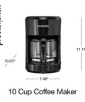 10-Cup Coffee Maker With Auto Pause And Serve, Works With Alexa-Enabled Smart Plugs, black borosilicate glass carafe