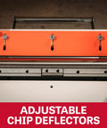 Adjustable chip deflectors on Heavy Duty 13 Inch Planer And Molder Combo For Woodworking Built Like A Tank One Point Five Horsepower Motor.