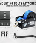 Beefy Heavy Duty Hand Winch for Boat Trailers 3500 Lbs With 33 Ft Polyester Strap and Mounting Bolts Display
