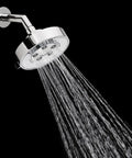 Neo Anystream High Pressure Adjustable Shower Head 2.5 GPM Polished Chrome spraying water in a bathroom