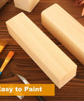 Unfinished Basswood Carving Blocks 10x3x3 inches for DIY woodworking and home crafts, smooth grain, easy to paint, with tools.