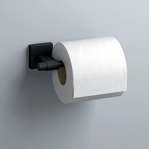 Single Post Toilet Paper Holder In Matte Black Wall Mount For Minimalist Bathrooms Durably Built With Corrosion Resistant Finish