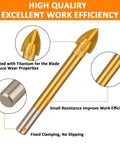 Masonry drill bit, 1/4 inch, titanium-coated carbide; gold finish with tip and shaft close-ups