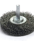 Heavy Duty 2.5 Inch Grinder Mounted Crimped Wire Wheel Set For Drill With One Quarter Inch Shank, Rust Removal And Deburring