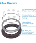 Heavy Duty High Pressure Rotary Shaft Oil Seal 30x42x6mm Double Lip FKM Type BABSL10FX2 For Hydraulic Pumps And Motors Brown Built To Last oil seal structure with metal bracket