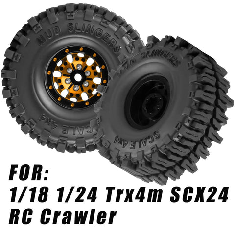 Beadlock Alloy RC Wheels For 1/18 And 1/24 RC Crawlers Gold 4 Pack Built Tough With CNC Machined 6061 T6 Aluminum Rims