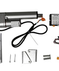 DOCYKE digital linear servo actuator kit with 150mm stroke, silver actuator and black controller with mounting hardware