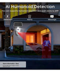 For Real 4K Dual Lens Outdoor Security Camera With Hassle Free Solar Charging And Clean 360 Pan Tilt Zoom Wifi Wireless Surveillance System For Yard Watch in use at night with humanoid detection.