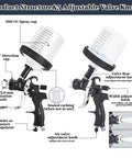 Premium HVLP Air Spray Gun Kit With Three Precision Nozzles And Ten Disposable Cups showing 600cc cup, adjustable knobs, and atomization nozzles.