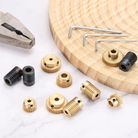 Brass Worm Gear Set 0 5 Module 1 To 30 Reduction Right Rotation Drive Gear Box Wheel 30 Tooth Gear With 6mm Bore And 4mm Rod Bore