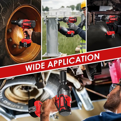 Cordless Three-Quarter Inch Beefy Torque Impact Wrench for Milwaukee 18V Batteries, 1850 ft-Lbs Brushless Motor in use