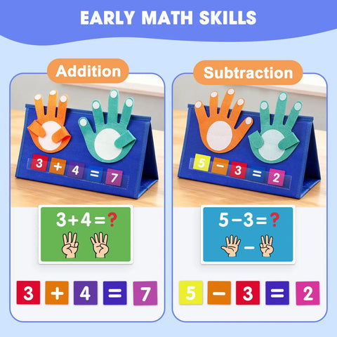 Hands On Preschool Math Toy Set For Toddlers And Early Learners With A Desktop Number Board Addition Subtraction Cards
