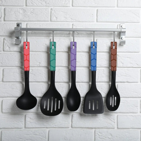 No Sweat Knife Handle Heat Shrink Sleeves 4 Pack Solid Kitchen Cutter Wrap Quick Heat Pe Tubing Solid Grip For Everyday Chefs Hive Pattern in colorful spatulas.