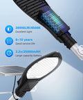 Leaf Shaped Solar Street Light Outdoor Waterproof 500W with separate panel and LED array details, super bright and tough