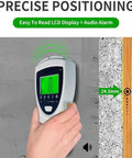 No Sweat Stud Finder And Wall Scanner With Hd Lcd Display Audio Alarm showing precise positioning features in use.