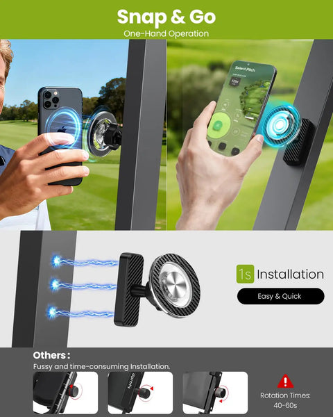 Close-up of Magnetic Golf Cart Phone Holder 2 Pack With 360 Degree Rotation on window showcasing magnetic grip