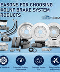 Image of NXOLNF brake system products including brake discs, pads, and components with features like OEM standards and easy installation.