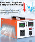 Rock Solid Heavy Duty Digital Voltage Regulator With Instant Readout Screen showing efficient heat dissipation design and dual output sockets.