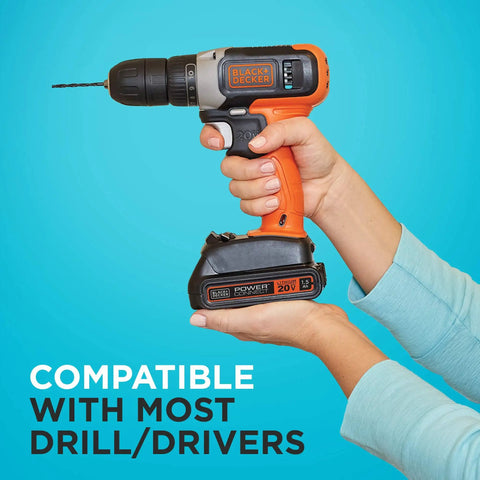 Person holding a cordless drill to show Go To Drill Bit Set For Home Projects 14 Piece 1/16 To 1/4 Inch Versatile Bits compatibility