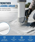 Applying Heavy Duty Polyester Roof Reinforcement Fabric 40X162 Ft White Elastomeric Coating Sealer around a pipe for leak prevention.
