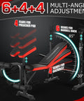 900 Lb All In One Weight Bench Set with Squat Rack adjustable preacher pad, backrest, and barbell rack multi-angle view