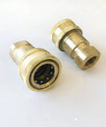 BH1-60 Valved Hydraulic Quick Coupler 1 By 8 NPT Female Brass Heavy Duty Quick Connect Adapter shown in brass material