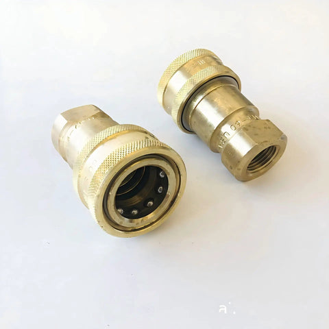 BH1-60 Valved Hydraulic Quick Coupler 1 By 8 NPT Female Brass Heavy Duty Quick Connect Adapter shown in brass material