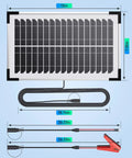 7.5W Solar Battery Maintainer And Trickle Charger for Cars, Boats, RVs, Motorcycles with 12V IP68 Waterproof Panel and cables