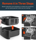 Step-by-step removal of Replacement 5.8 Quart Air Fryer Basket For CP158 AF CS158 AF CO158 AF Models Nonstick