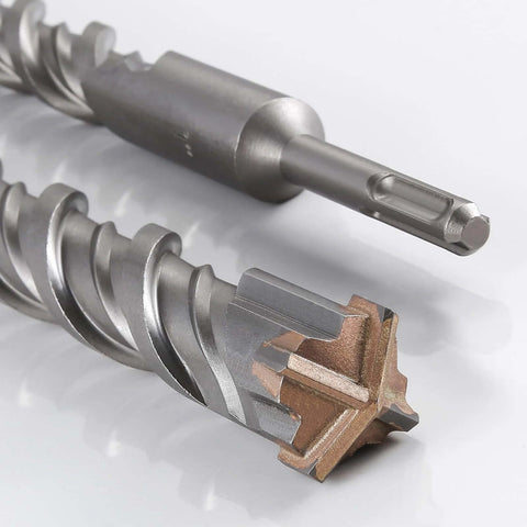 Masonry drill bits, two carbide-tipped with long spiraled flutes
