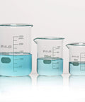 Glass Beaker Set In 50ml 100ml 250ml Sizes With 3.3 Borosilicate Glass Griffin Low Form Printed Graduation Lab Grade Built To Last