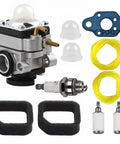 Carburetor Replacement For Ryobi 2 Cycle Weed Eater RY251PH RY252CS RY253SS RY254BC 25cc Trimmer Full Crank Fits 753-06258A 307160001 307160011 307160009 kit components including gaskets, spark plug, and fuel lines.