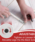 Precision Miter Angle Finder With Dual Rulers For Crown Molding And Baseboard Carpentry with adjustable movable legs in use.