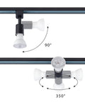 H Type Track Lighting Head To E26 Medium Screw Base Adapter Light Direction Adjustable Black Pack Of 12 Bulbs Not Included