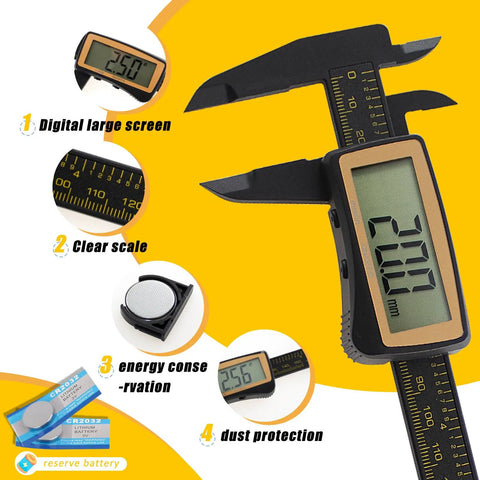 Pro Grade Digital Caliper With Large LCD Screen For Quick Inside Outside Depth And Step Measurements 0 To 6 Inches 150mm