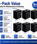 Six Pack 12V 40A 4 Pin Automotive Relay Replacement For 8T2T 14B192 AA And FoMoCo Style Units O101K Compatible Durable Auto Relay For Cars Trucks And SUVs 6-pack