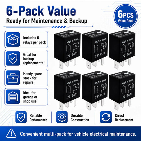 Six Pack 12V 40A 4 Pin Automotive Relay Replacement For 8T2T 14B192 AA And FoMoCo Style Units O101K Compatible Durable Auto Relay For Cars Trucks And SUVs 6-pack