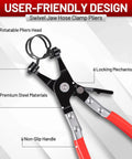 Ultimate 4-Piece Hose Clamp Pliers Kit with swivel jaw hose clamp pliers featuring rotatable head and non-slip handle for user-friendly design