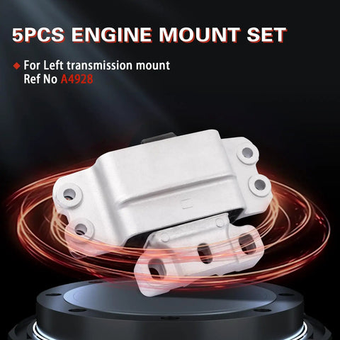 Rock Solid Five Piece Engine And Transmission Mount Replacement Kit Hella Durable Heavy Duty Rubber Steel Construction Straight Up Made For Volkswagen Jetta Golf Beetle Passat left transmission mount A4928 detail.
