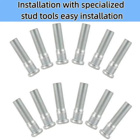 Six Sets Of Wheel Studs With Nuts For Trailers 2000 Lb To 3500 Lb Axles With 1/2-20 UNF Thread 0.54 Inch Spline 0.69 Inch Head
