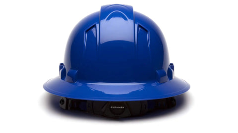 Ridgeline Full Brim Hard Hat With 6 Point Ratchet Suspension Blue Vented Safety Helmet For Construction And Industrial Use