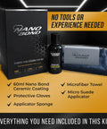 9H PRO Ceramic Coating Kit For Cars, Glass, Plastic And Wheels, DIY Hydrophobic Exterior Care with 60ml bottle and tools