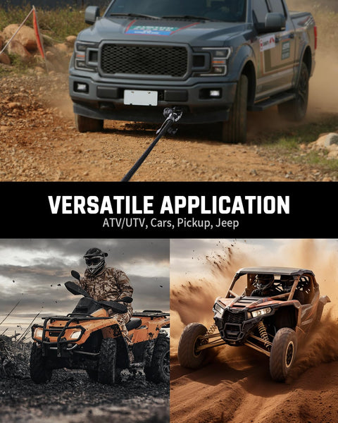 Truck towing with Beefy Heavy Duty Tow Rope Kit with 2 Soft Shackles for ATV UTV SUV and Truck Recovery, 7/16 Inch by 30 Feet UHMWPE Tow Strap Delivers 31,200 Lbs Break Strength, Synthetic Towing Rope for Off Road Rescue.