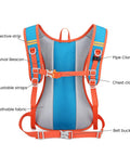 Back view of 12L Hydration Backpack with 2L Water Bladder for Men and Women showing reflective and adjustable straps.