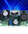 No Fuss Adjustable Dc Dc Power Supply Module Featuring Wide 5V To 48V Input Range and smooth outputs, showing circuit board details.