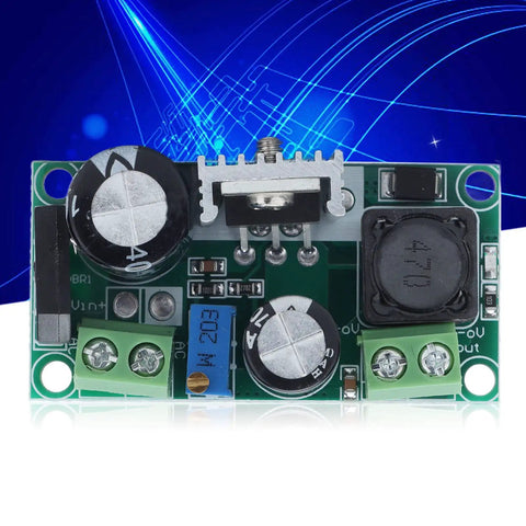 No Fuss Adjustable Dc Dc Power Supply Module Featuring Wide 5V To 48V Input Range and smooth outputs, showing circuit board details.