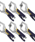 Six Pack 6 Inch Locking C Clamp Pliers Set Heavy Duty Pro Grade Welding Clamps With Adjustable Jaws Built To Last Regular Tip And Swivel Pad For Shop Home Farm Auto Workshop Woodworking Cabinetry And Repairs, six nickel-plated steel clamps