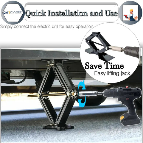Power Drill Jack Adapter for Scissor Jacks Three Eighths Socket RV Trailer Drill Kit installation demonstration