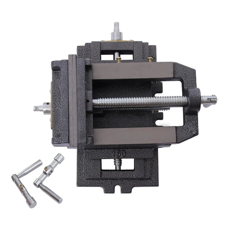 Rock Solid Heavy Duty Cross Vise With Precision Xy Slide Anti Slip Groove Killer Grip Drill Press Clamp top view with screws